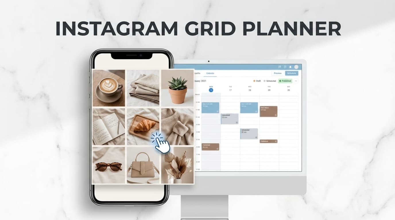 Instagram Grid Planner With Post Preview And Captions