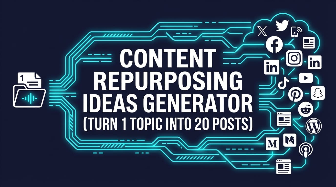Content Repurposing Ideas Generator Turn 1 Topic Into 20 Posts